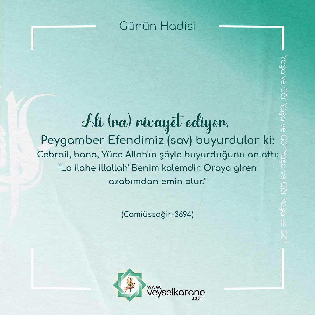 Ey iman edenler, Allahı çok anın!
O'nu sabah-akşam tesbih edin!
O'dur sizi karanlıklardan aydınlığa çıkarmak için üzerinize rahmet ve bereket indiren melekleri de. O, müminlere karşı çok merhametlidir.

Ahzab Suresi 41,42 ve 43. Ayetler
