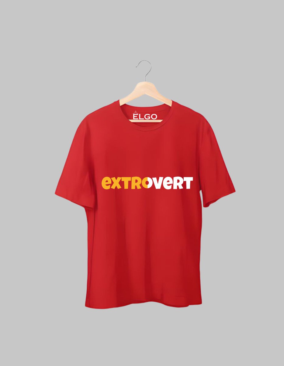 Elgoclothing's tweet image. "🎉 Embrace Your Inner Extrovert with Our Typography Print T-Shirt! 🎉

🔴 Red or ⚫ Black – Choose Your Vibe!
Let your personality shine with this vibrant tee. Perfect for those who love to socialize and stand out in a crowd. Grab yours now! #ExtrovertStyle #elgo