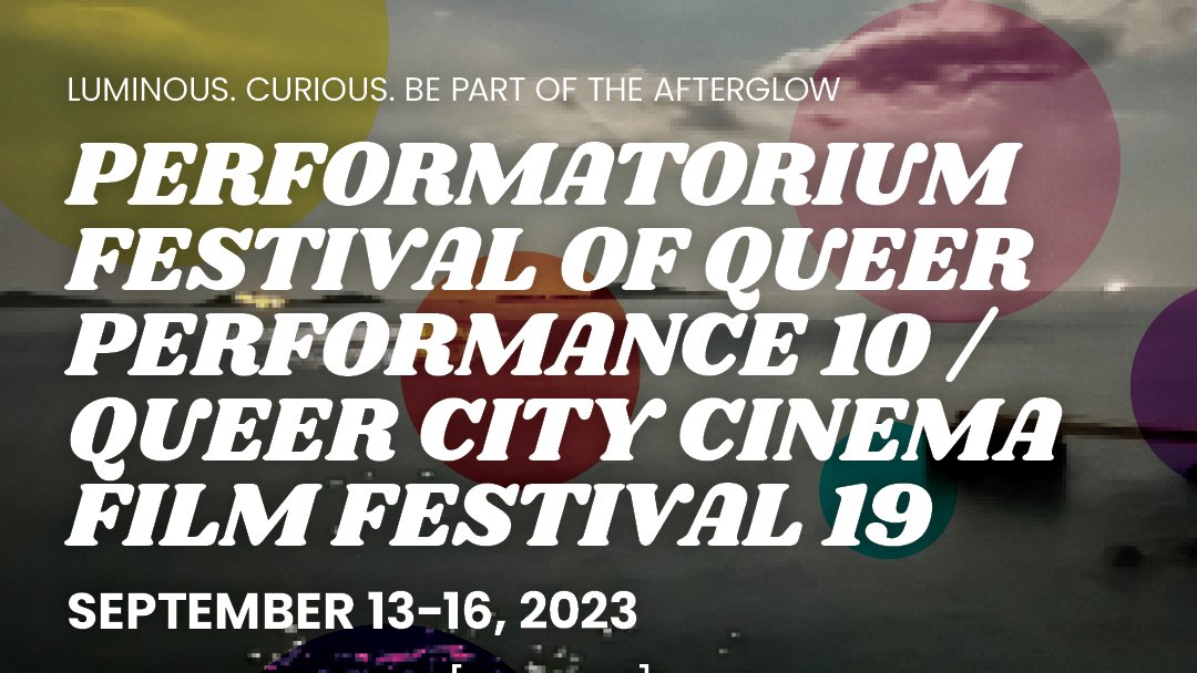 <a href="/QueerCityCinema/">Queer City Cinema</a>'s Performatorium runs Sept 13–16: bit.ly/3PEoj6w

SEPT 14
11AM, 9PM
I DO NOT WANT TO SEE OR BE SEEN BY CIS PEOPLE Jaye Kovach + Cat Haines

SEPT 15
6:45PM
CREPUSCULAR RHYTHMS + LONELY HEARTS CALL
Lou Sheppard

SEPT 16
7PM
VESSEL
Nic Wilson + hannah_g