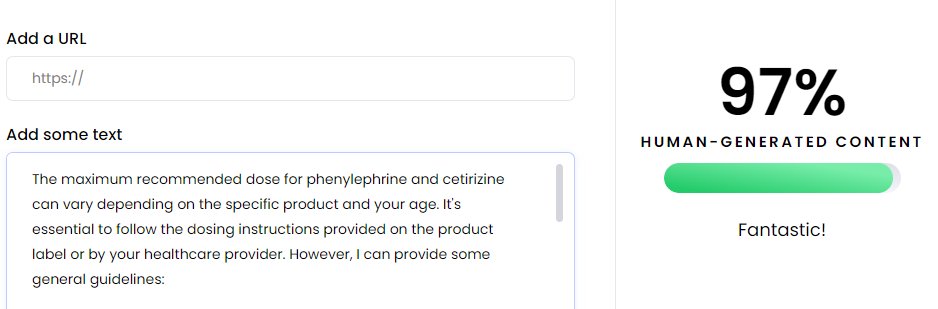 El mismo texto generado por ChatGPT. Dos detectores de contenido generado por IA. Uno dice 97% probabilidad que sea de IA; el otro dice 97% de probabilidad que sea escrito por un humano.

Vaya, vaya.