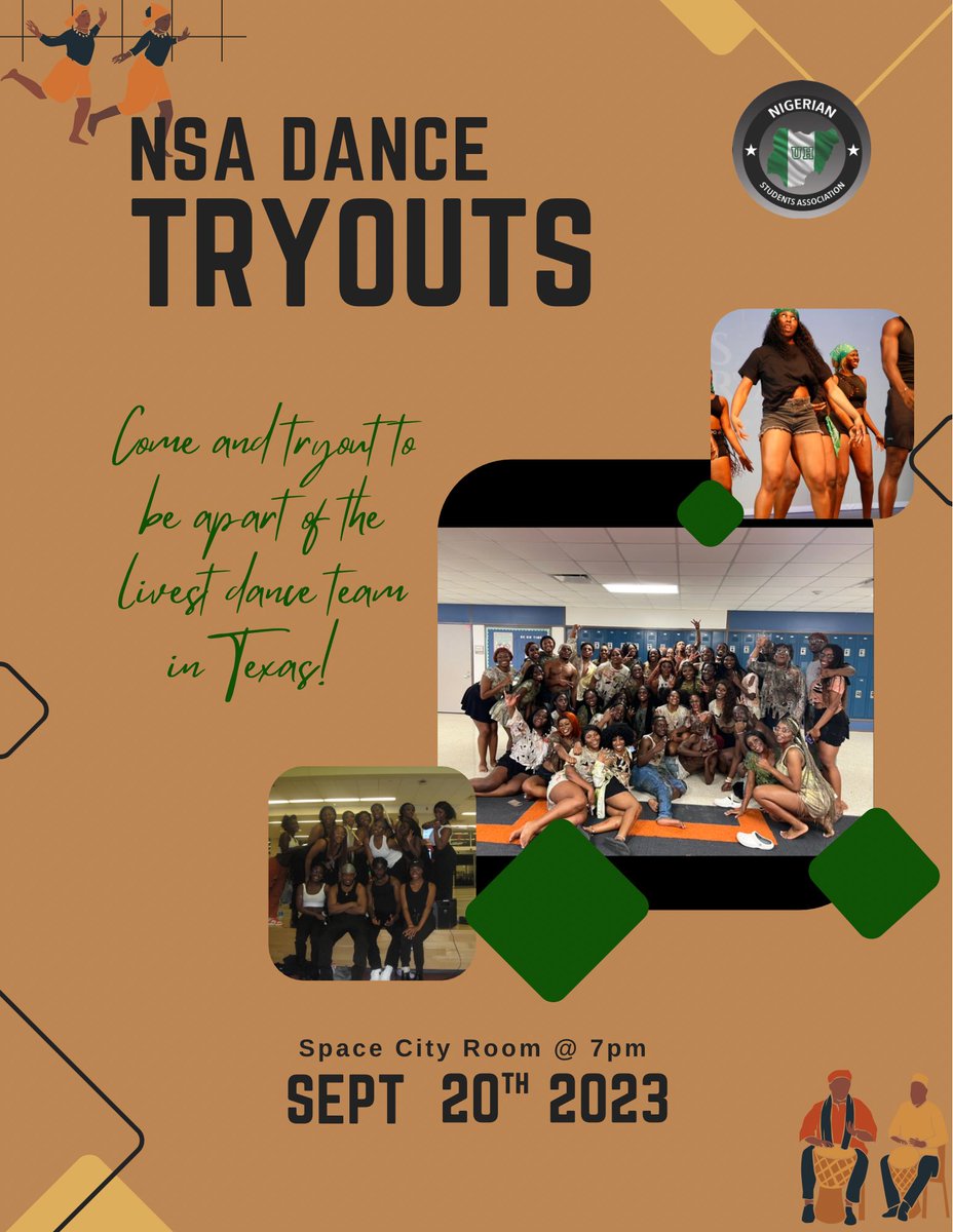 Wanna be apart of the team? 💃🕺

Tryouts happening Sept. 20th at 7 pm in the Space City Room. 

Come hydrated, ready to learn, and bring a friend😉

You don’t need to know how to dance, we will teach you!!
