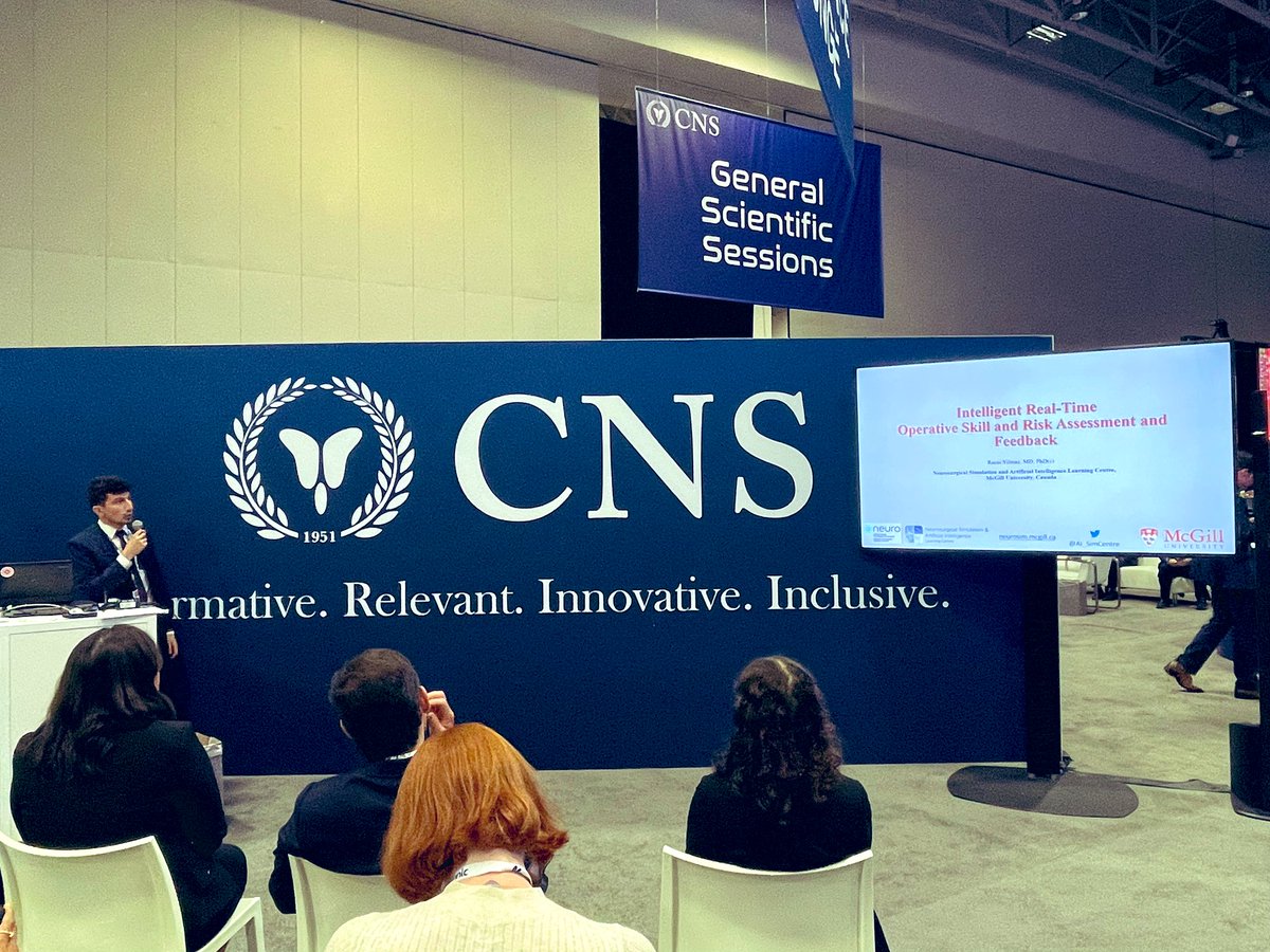 <a href="/AI_SimCentre/">Neurosurgical Simulation and AI Learning Centre</a> congratulates Dr. Recai Yilmaz for being awarded the Innovator of the Year Award at the 2023 Annual Meeting of the Congress of Neurological Surgeons in Washington DC for an AI project entitled: "Intelligent Operative Surgical Bimanual Skills Monitoring and Feedback"