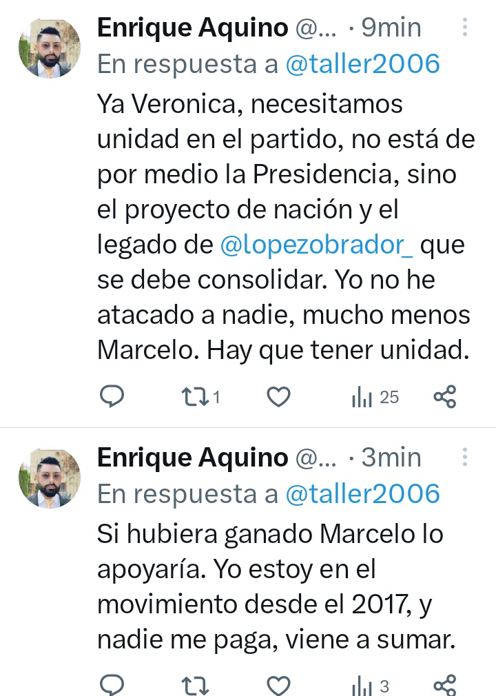 El mercenario que  antes cobraba por golpear a AMLO y a su movimiento, ahora cambió de patrón trabajando para Claudia Sheinbaum y se atreve a dar indicaciones al Obradorismo.
Ver para creer.
Que asco, cuánta podredumbre y repugnancia me causa leer a este mercenario.
