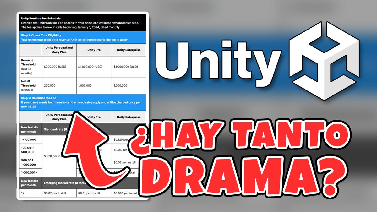 Acabo de subir un vídeo a YouTube explicando todo el tema de los precios nuevos de Unity, que hay DEMASIADA desinformación.

Lo tuve que grabar a toda prisa y me habrán quedado cosas en el tintero, pero creo que resolveré muchas dudas visto lo visto.