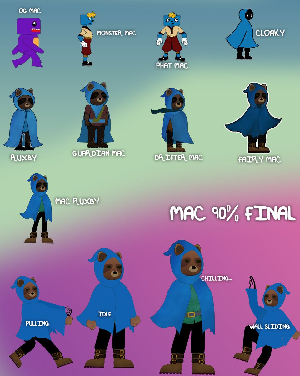 The evolution of our main character from a purple guy to a cool raccoon bear??? Which one is your favorite?
.
.
.
.
.
.
.
#indiedev #indiegamedev #indiegames #gamedev #gameart #gamedesign #unity2d #gameassets