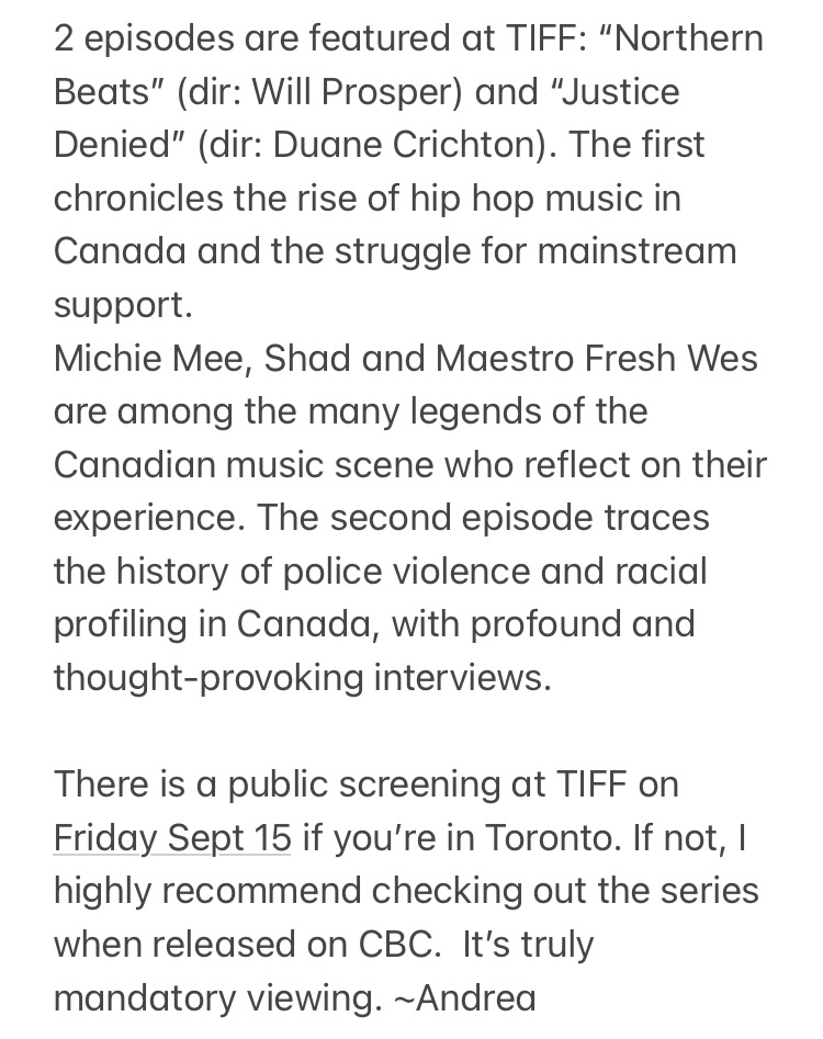snaktheshow's tweet photo. Black Life: Untold Stories, World Premiere 🇨🇦🎥
Executive Producer/Showrunner: Leslie Norville #TIFF2023 #BlackLifeUntoldStories #CanadianDocumentary #NorthernBeats #JusticeDenied https://t.co/Es7IMUEALS