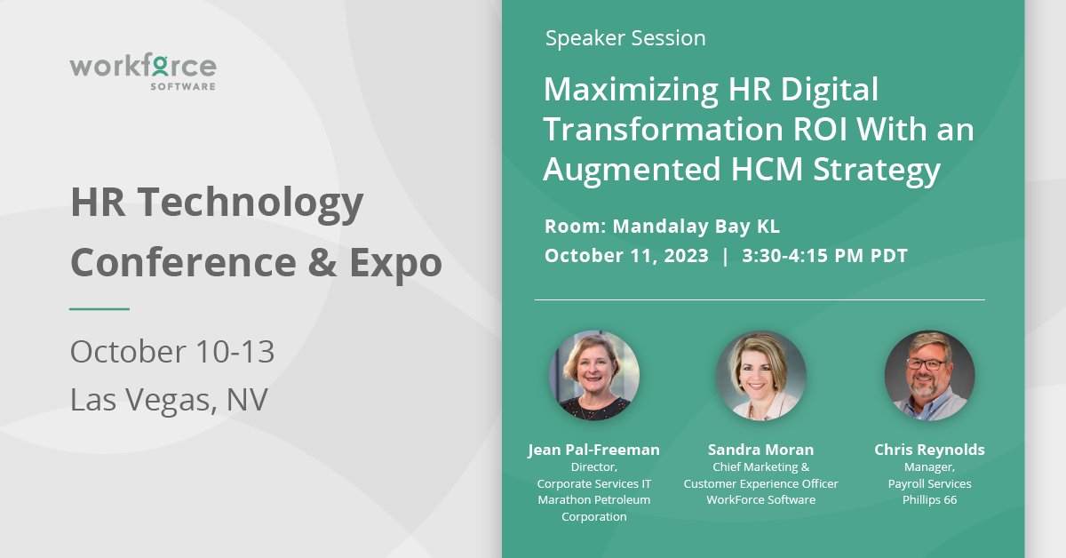 The HR Technology Conference &amp; Exposition is coming up quickly! Don't miss our speaking session in Las Vegas on October 11. We can’t wait to connect and share how modern workforce technology can transform your business. wfs.social/8j2lxt #HRTechConf #MakingWorkEasy
