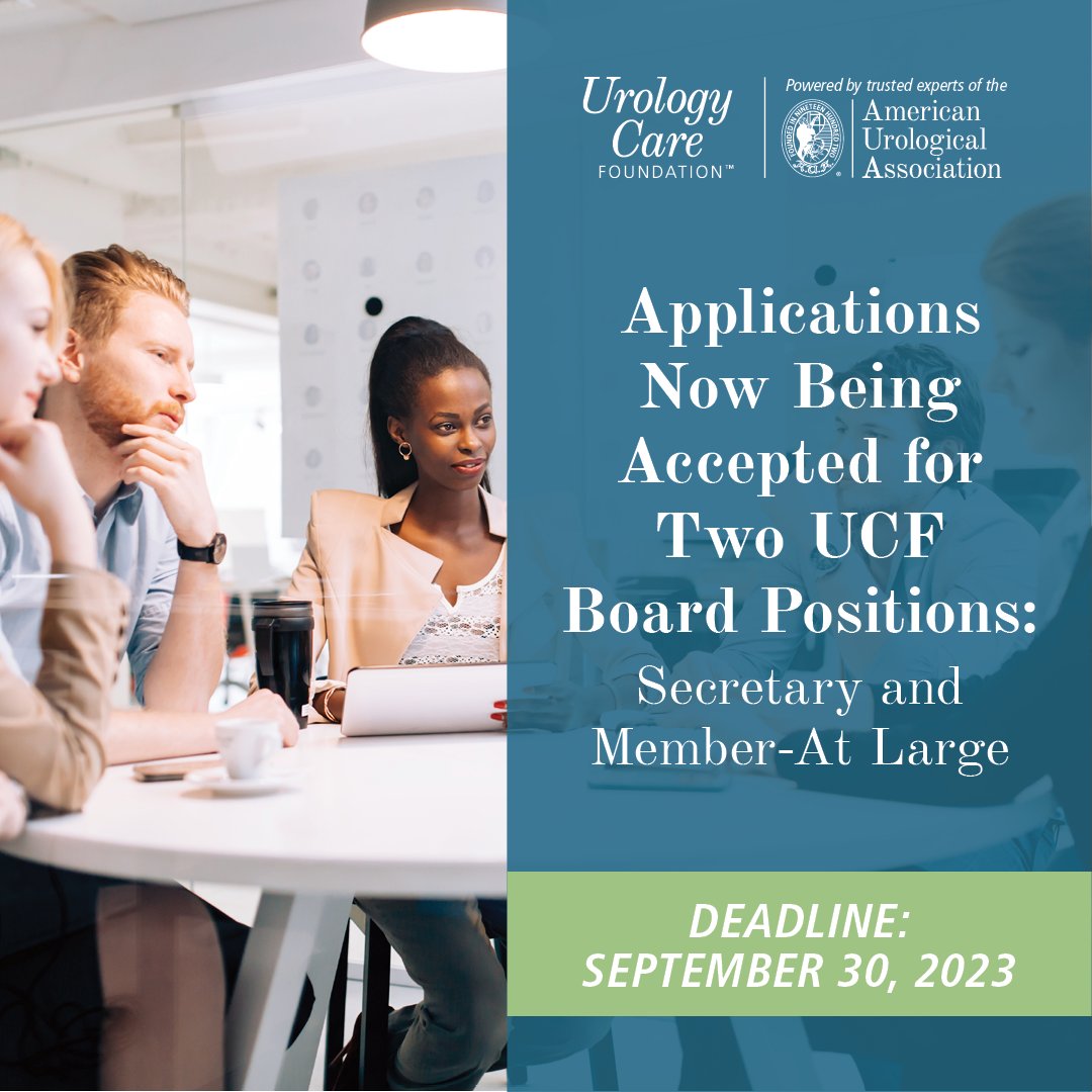 The Urology Care Foundation is currently recruiting AUA members to join its Board of Directors for the open positions of Secretary and Member-At Large. Deadline is September 30, 2023. Learn more and apply here ➡️ urologyhealth.org/about-us/leade…