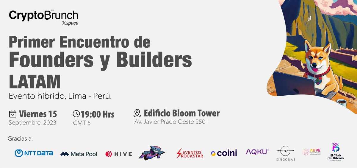 GM bonita comunidad!! Perú!!! 🇵🇪 listo para un rico #Cryptobrunch presencial? Te quedaste sin pase? te apasiona el ecosistema #Web3 y nos escuchas fielmente todos los domingos?? Entonces esta dinámica es para ti!!! 🚨
Re postea y comenta xq te gusta escucharnos!!? SORTEO: 14SEPT.