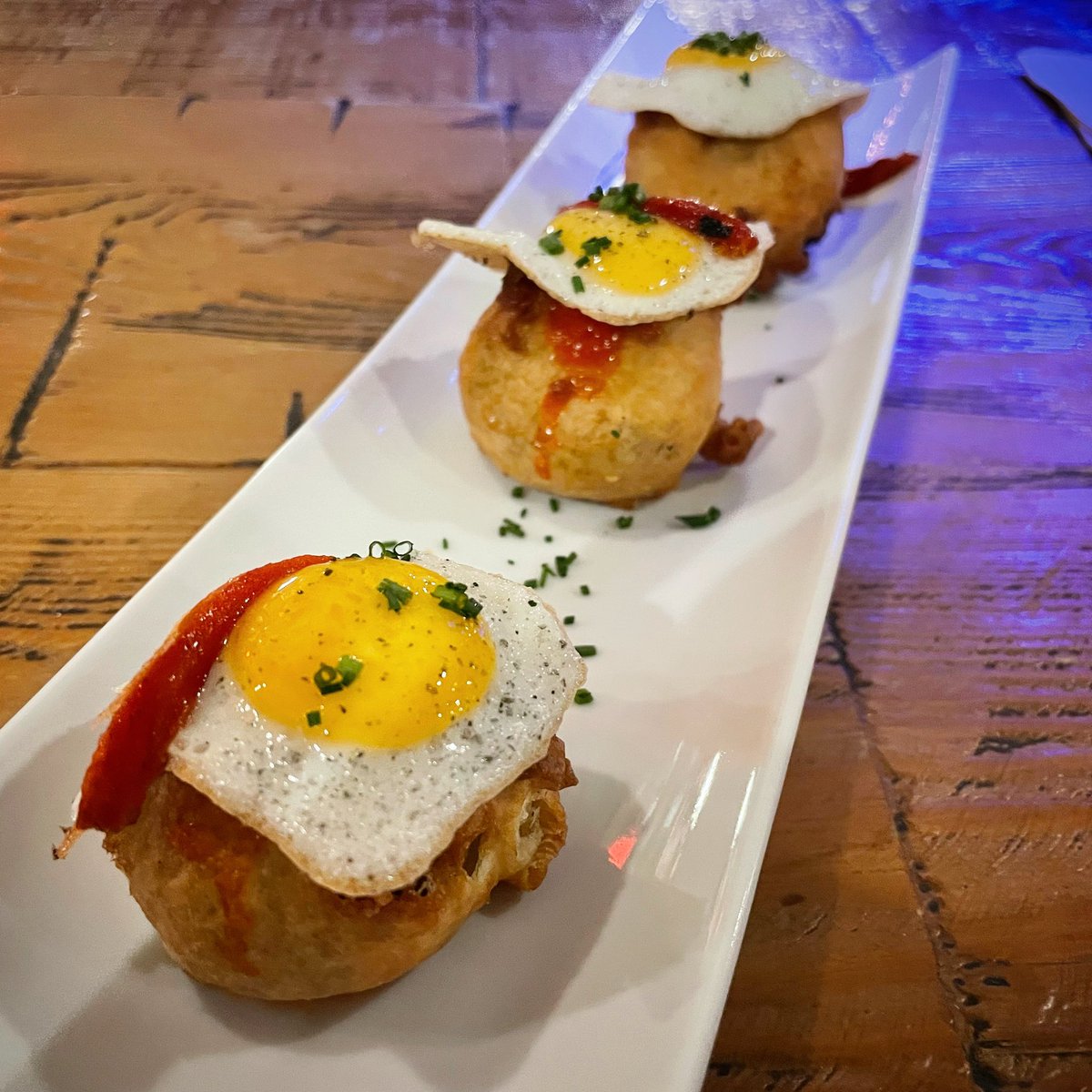 NExSpain's tweet image. 3 Amig@s.  Quail egg, piquillo pepper, morcilla croquette.  Modern twist on one of my favorite pinchos, the cojonuda from Casa Pancho. #pinchos #pintxos #Spainfood #Spain #food #foodie