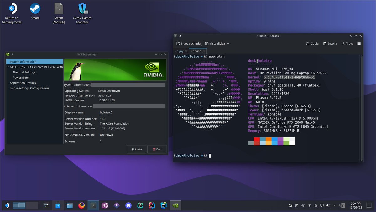 ShyVortex's tweet image. BREAKING NEWS: As of the latest update, Valve&apos;s official neptune kernel for Steam Deck and SteamOS now natively supports NVIDIA drivers. This means that for all HoloISO users, booting on Arch Linux kernel is no longer required to play games when on an NVIDIA GPU.

#SteamOS #Linux