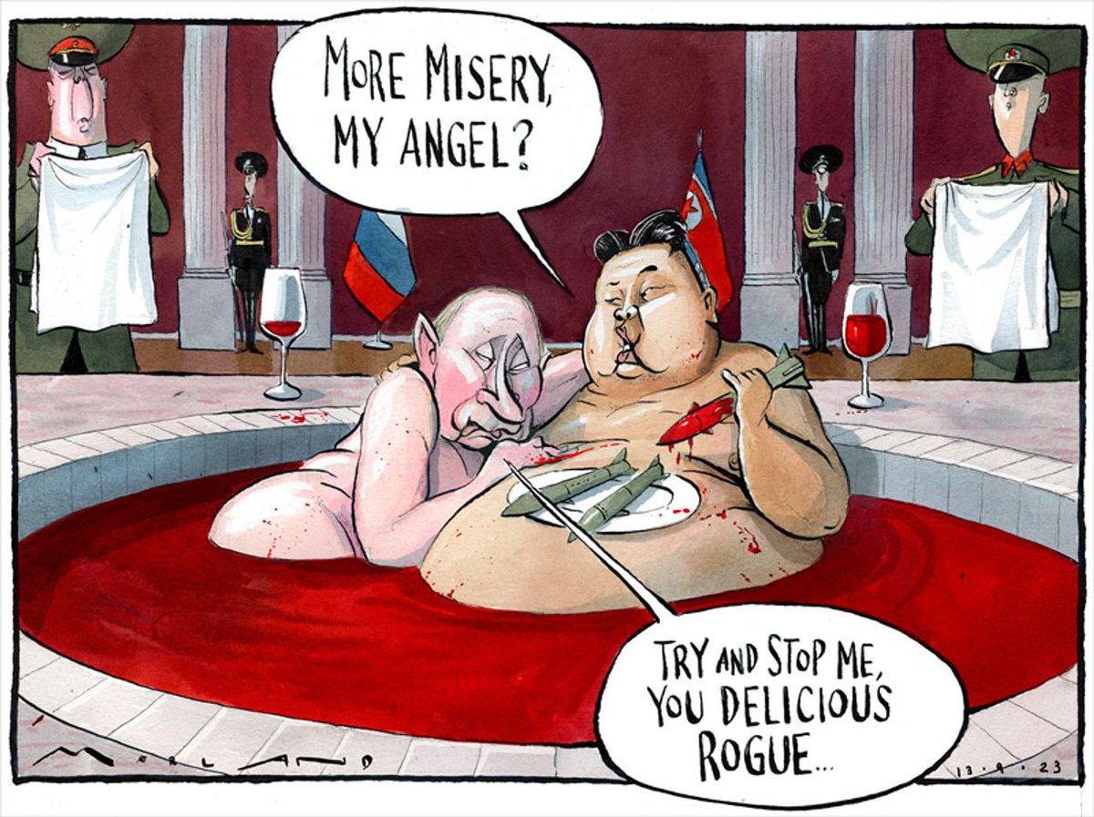 Сaricature by The Times on the meeting between Putin and Kim Jong Un.
