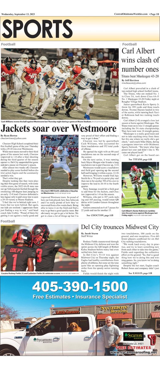 This week's Choctaw Times is in stands now. Look for photos by <a href="/K1_Photography/">Kolby Rush</a> in this week's issue capturing the Jackets' return to the gridiron. #okpreps