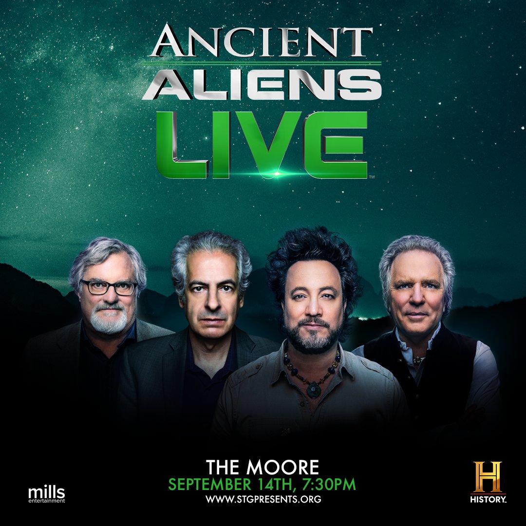 MillGeekComics's tweet photo. Experience #AncientAliens LIVE on tour! #AncientAliensLIVE is a live, in-person experience exploring thought-provoking extraterrestrial theories. Landing at Seattle's The Moore on 9/14. Get Tix: https://t.co/bCUGl6GH3M! https://t.co/YvRcpRj54U