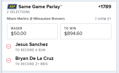 Lineup_Guy's tweet photo. FD doing the same thing with the Marlins. Sanchez is batting before De La Cruz but they haven't adjusted. 1u and .5 u

#GamblingX https://t.co/HyqXwX3fk2