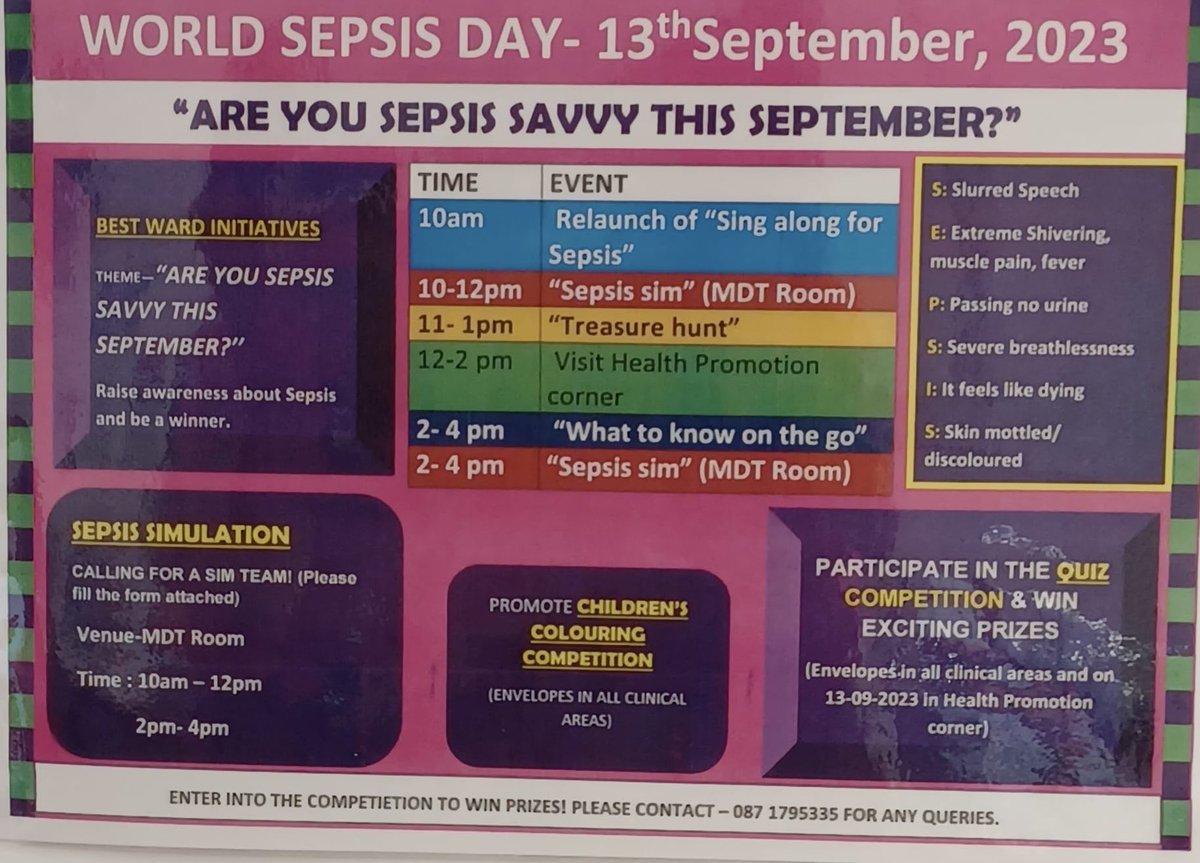 #recognisesepsis  Great “sepsis savvy” dept initiatives for sepsis awareness in OLOLH today. Well done all ⁦@NursingOlol⁩. ⁦@AdrianCleary101⁩ ⁦@petrinadonnelly⁩ ⁦@judymcenteercs1⁩ ⁦@Tonysmi_th⁩