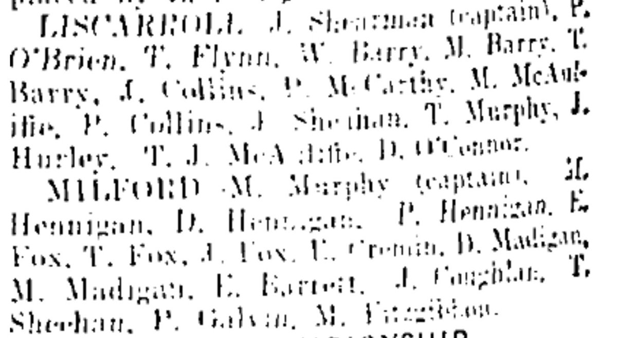 The final score line was <a href="/LCGaelsGAA/">Liscarroll Churchtown Gaels</a> 3-04 to no score for the Milford men. The match referee was Mr. D. MacHugh Chairman of the North-Cork Divisional Committee and the lineups were as follows #corkhurlinghistory
