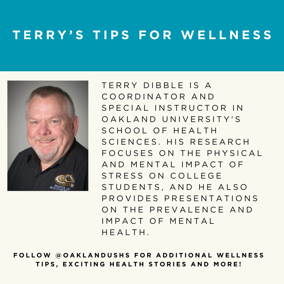 Mental health is just as important as physical health. September is Suicide Prevention Month and one of our own SHS professors Terry Dibble has some wellness tips that could help you or someone you know during a difficult time. #shsou #OakalandUniversity  #WellnessWednesday
