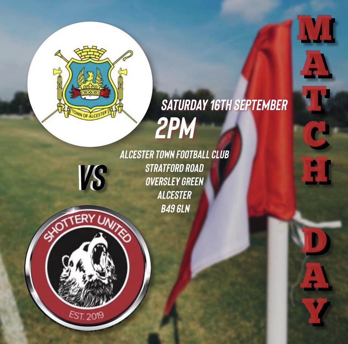 GW2: Alcester Town Development vs
Shottery United 🔴🔵
Shottery Utd will be aiming to make it two wins from two when they travel to Alcester this Saturday.
14:00pm KO
B49 6LN