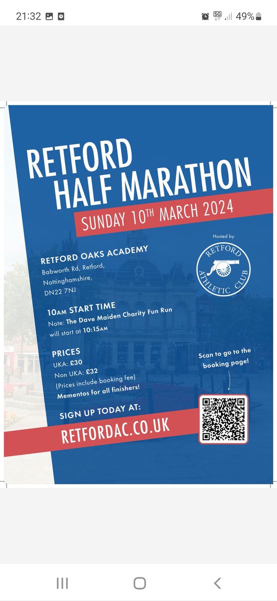 🏃‍♀️🏃‍♂️Are you aiming for a fast half marathon time? Look no further. bookitzone.com/RetfordHalf/Dy…
#retfordhalfmarathon #retfordhalf #retfordac #runner #running #runningcommunity #halfmarathon