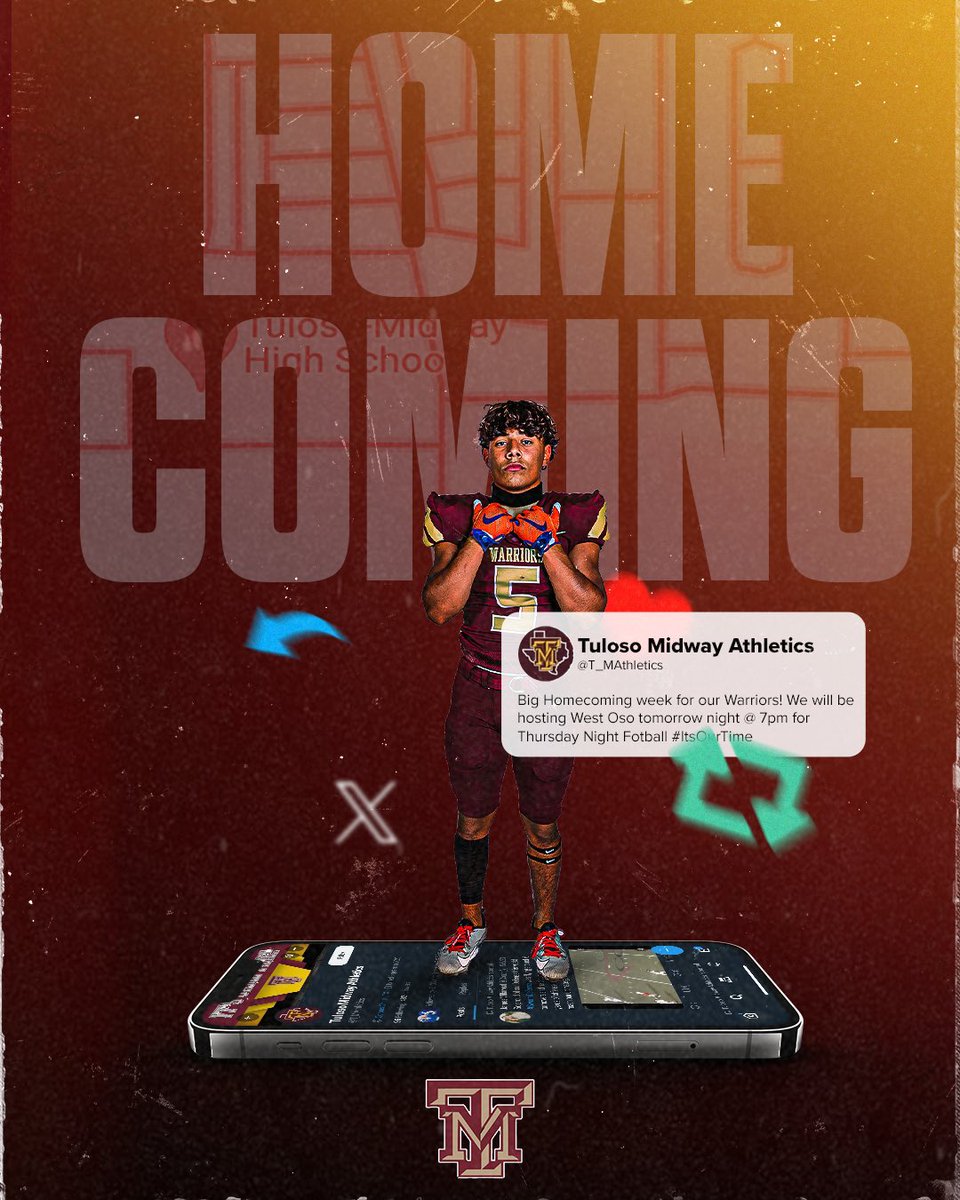 Big homecoming week for our Warriors! We will be hosting West Oso tomorrow night on TV @ 7 pm for Thursday night football!! Community parade tonight! Nothing like small town football in Texas! #ItsOurTime™️ #SwarmDefense

Thank you to <a href="/Vivid_photos_/">Vivid Photographs</a> for the 🔥 graphic!