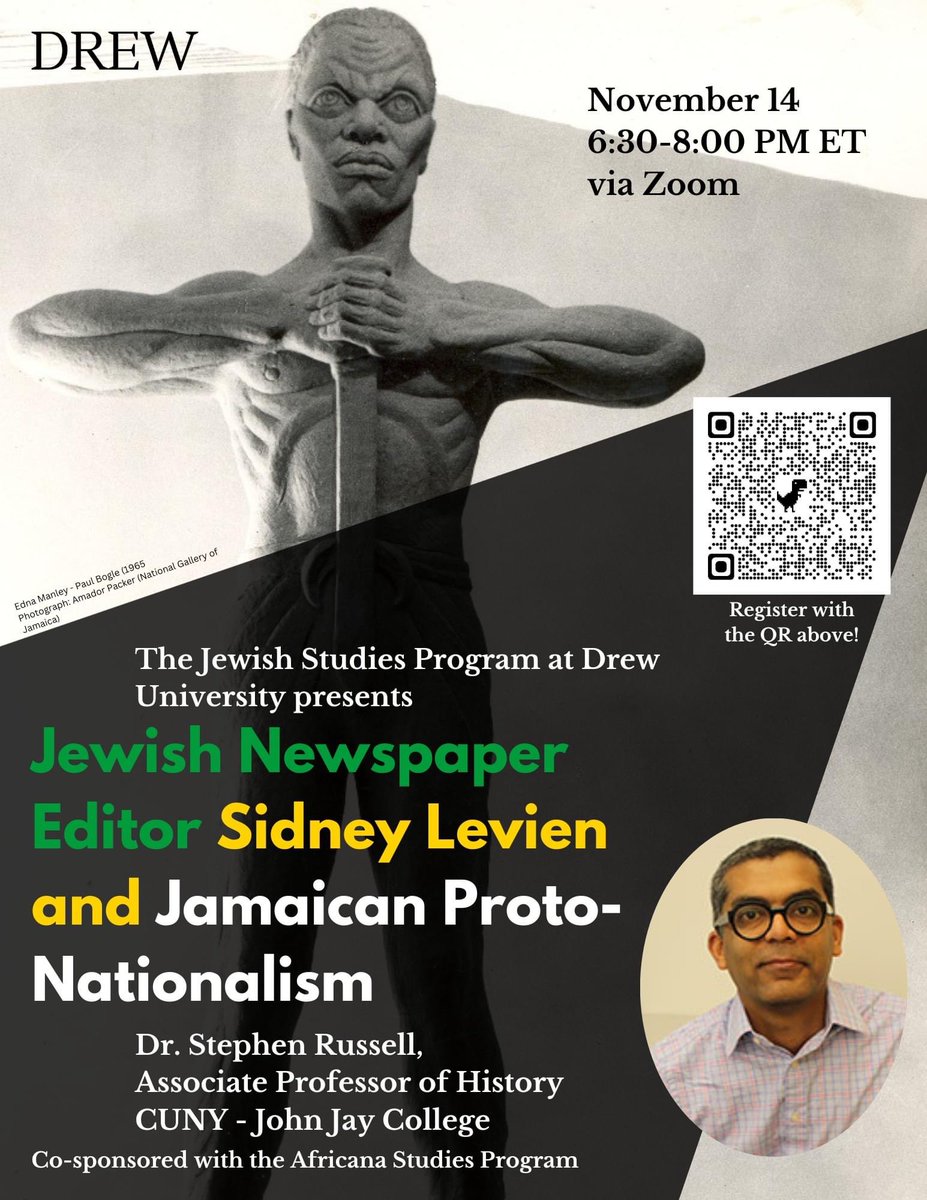 Register with the QR code NOW and you will be reminded of this event closer to its appointed date. I am looking forward to welcoming my former colleague to the Drew Jewish Studies Program! This lecture is open to all!