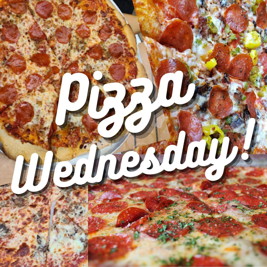 Pizza Wednesday!🍕🥳

Whole pies with your choice of unlimited toppings are only $12 tonight! (Dine in only) 🍕🍺