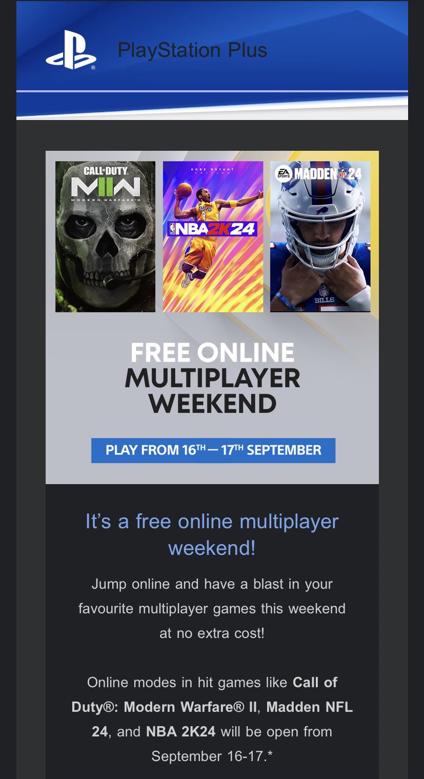 PlayStation Plus Free Online Multiplayer Weekend 2023 