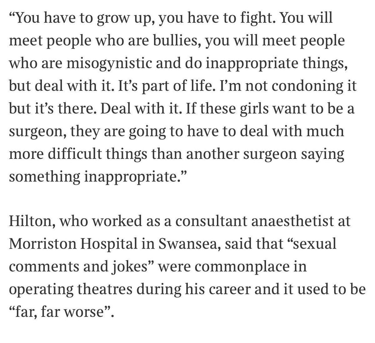 My god. Hilton doubling down in tomorrow’s @thetimes - calling sexual misconduct “trivial”. The fact he refers to women as “girls” speaks volumes.