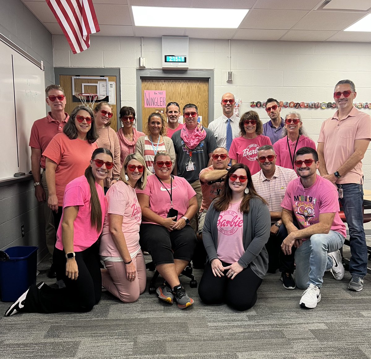 mcurrier85's tweet photo. @CenterGroveHS Math Dept having fun with HOCO Spirit Week! #onwednesdayswewearpink #lovethepeopleyouworkwith https://t.co/aAMVHKdoUk