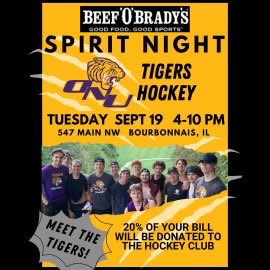 ONUTigerHockey's tweet photo. Hope to see you at Beef of Brady’s next Tuesday! 
⁦@ONUAthletics⁩ ⁦@lifeatolivet⁩ ⁦@olivetnazarene⁩ https://t.co/MZl3XXxCRl
