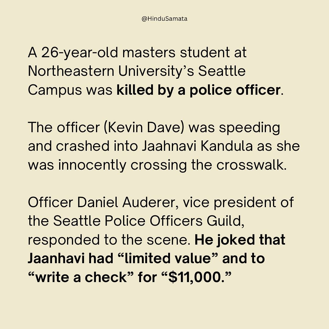 humourdoctor's tweet photo. #JusticeForjaahnavi 
#JusticeforJaahnaviKandula 
#JaahnaviKandula 

Killing an innocent person is a crime 
But talking Ill about the departed soul and joking about the value of the lost life is worse than a crime 

Kevin Dave is a murderer 
Daniel Auderer is worse than a murderer https://t.co/HK9DH5QZUK