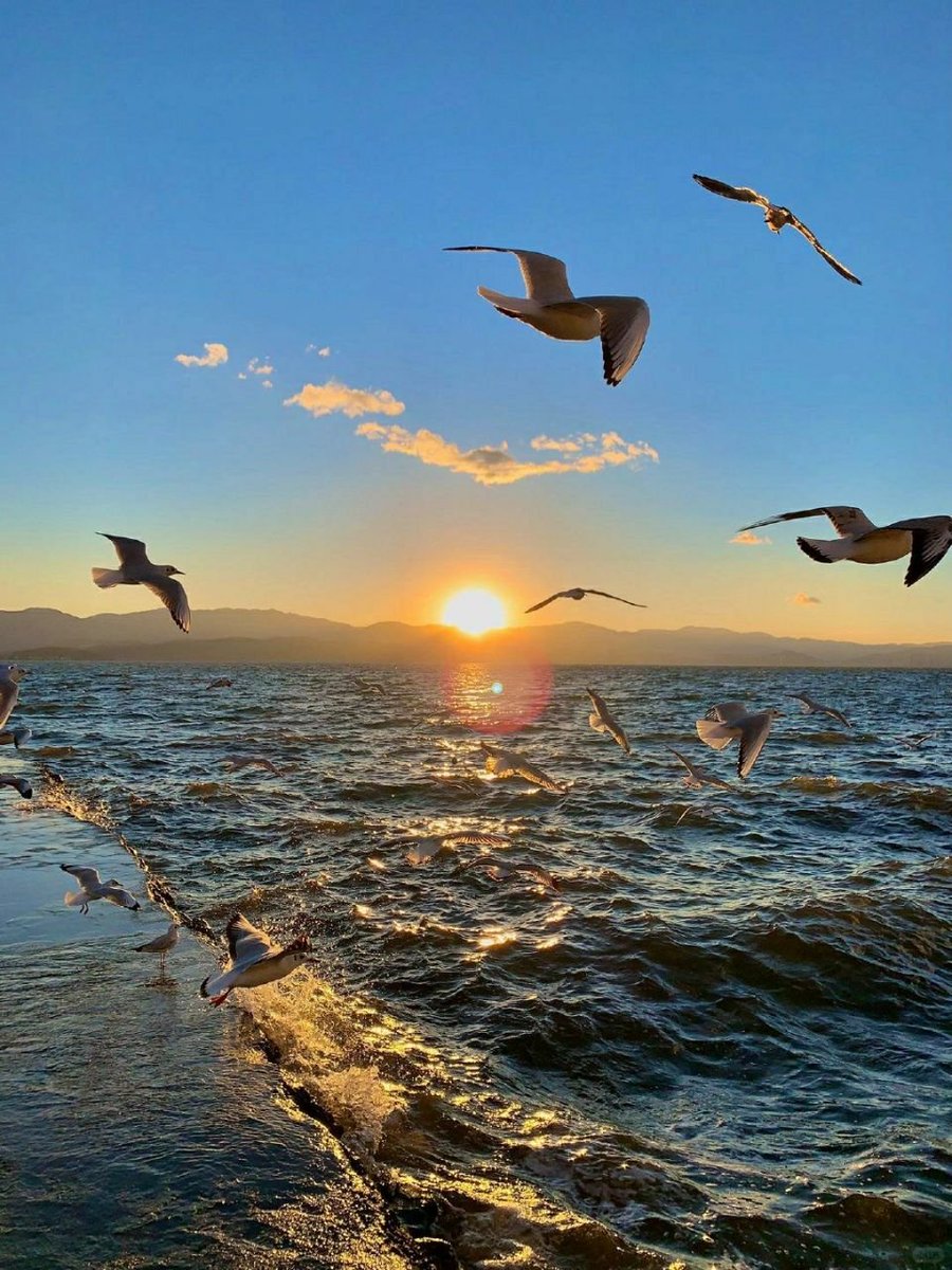 This photo has the feeling of a boat passing through the Ten Thousand Mountains