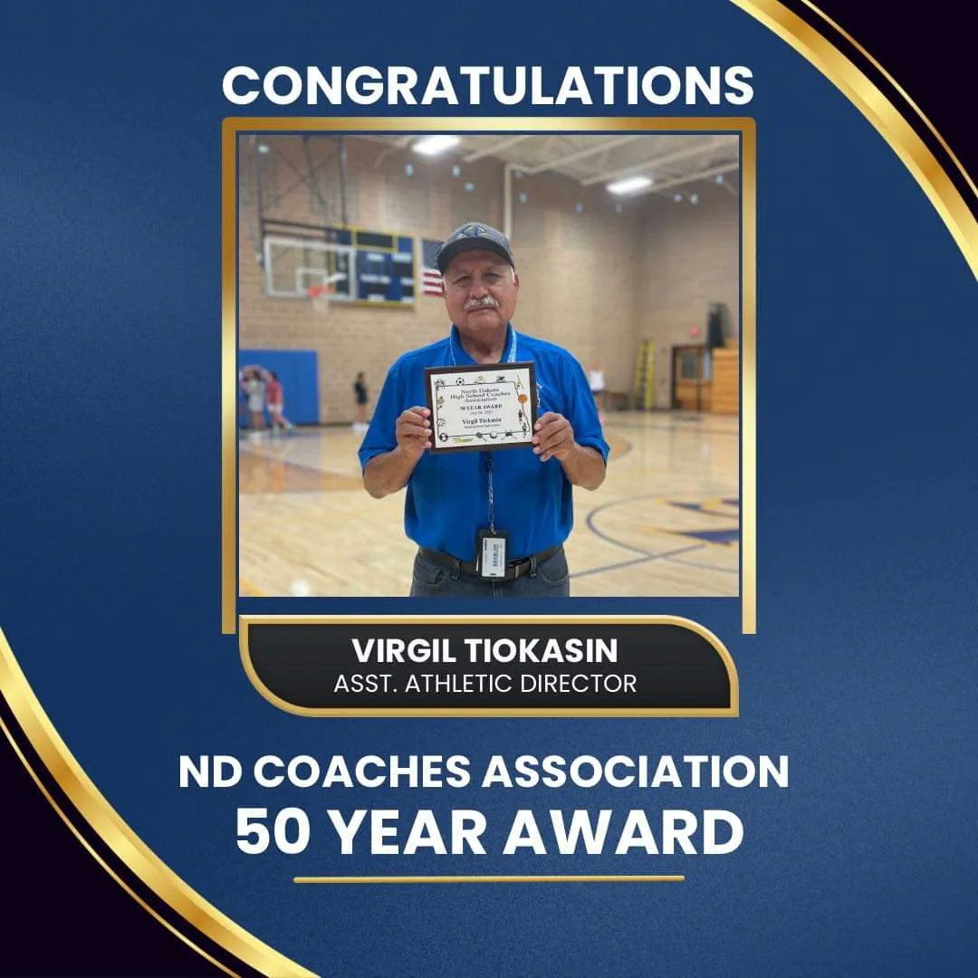 ndnsports's tweet image. Congratulations to Virgil Tiokasin, from the Standing Rock Community Grant School in North Dakota, for receiving the North Dakota Coaches Association 50 Year Award for his years of coaching. 

Thank you for your dedication to your community. 
#NativeCoach #StandingRock
