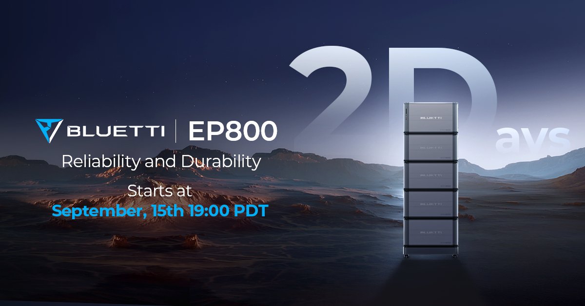 bluetti_inc's tweet image. ▶️BLUETTI EP800 Debut: 🚨#2dayscountdown🚨  

⏰ The clock is ticking! Are you ready for BLUETTI EP800&amp;amp;B500? 💝  

We have all that you want with EP800&amp;amp;4*B500: 
🔋 7600W | 19840Wh 
☀️ 9000W solar input 
📱 Smart BLUETTI APP 
⭐️10-Year Warranty 
💰PRICE: Only $11999! SAVE $3000!