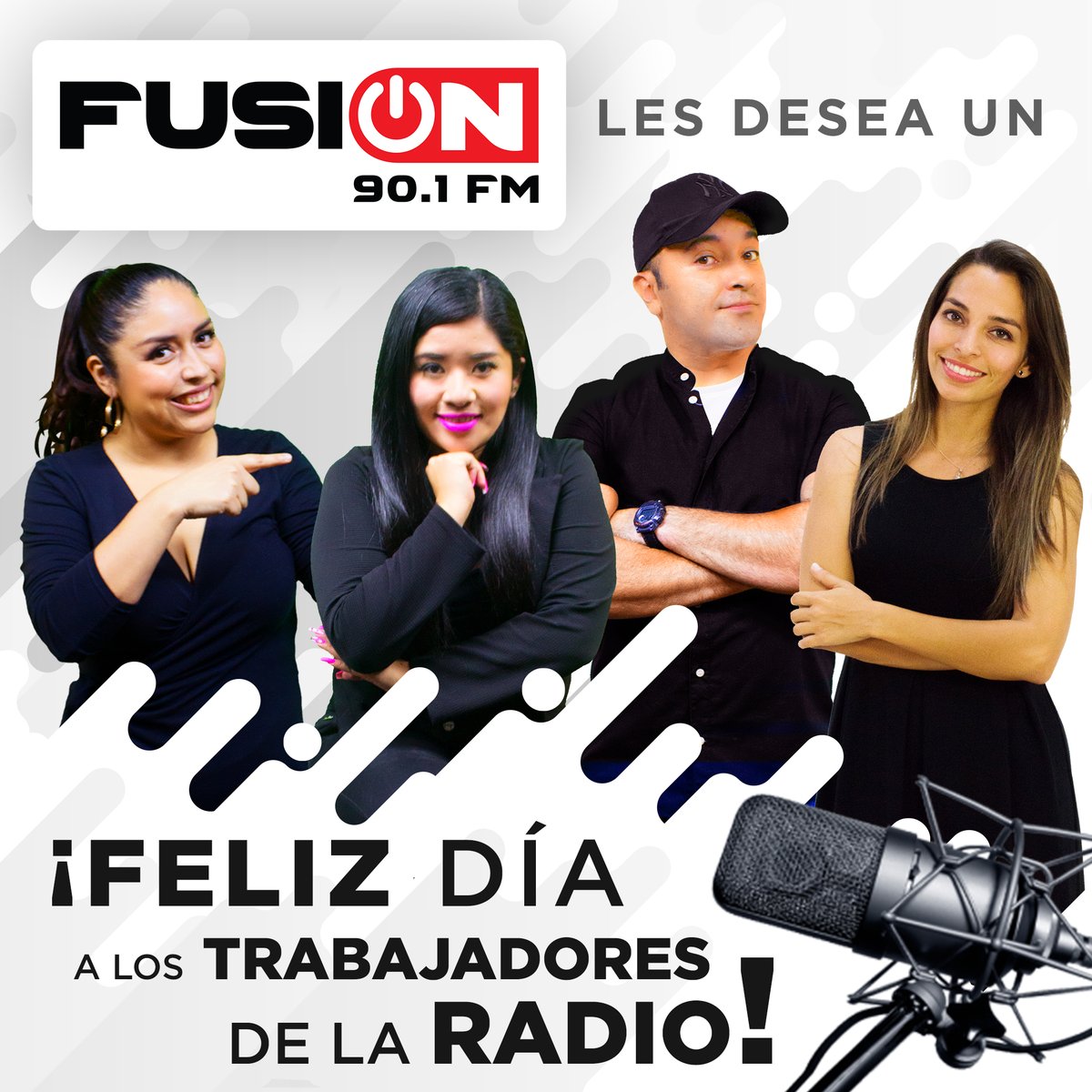 fusionradiomx's tweet photo. Felicitaciones a todo el staff de Fusión 90.1 FM en el Día del Trabajador de la Radio, especialmente a nuestros locutores @SergioBaizabal  @erikacanoficial  @ivonepacheco  @soygabybazan 🎤
Escúchalos aquí: https://t.co/U1WrSat7Cc https://t.co/mYNkWfraaW