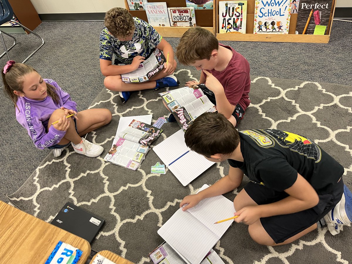 KGlee3's tweet photo. The Gleeson kiddos are practicing with their Reading groups to create quality discussions about an article we read from our Scholastic News magazine. We used our Let’s Talk Text prompts to guide our responses and share out! https://t.co/5nAnUUF5Jd