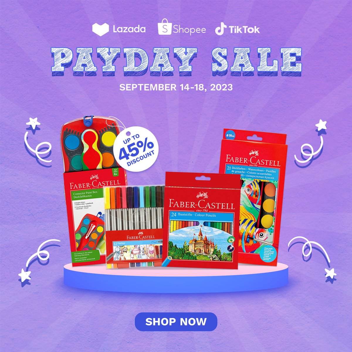 Score BIG on Savings with Faber-Castell's #Payday Sale!🛍️ Enjoy up to 45% OFF premium art supplies from Sept 14-18. Shop Now and Ignite Your Creativity! 🔥🖌️

🔗 Lazada - bit.ly/FC-LazMall
🔗 Shopee - bit.ly/FCShopeeMall
🔗 Tiktok Shop - bit.ly/FC-TiktokShop
