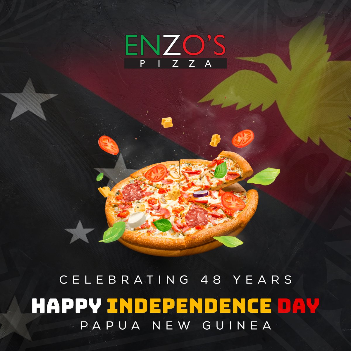 coralseahotels's tweet photo. 🎉Enzo's Pizza would like wish all our wantoks in Papua New Guinea, happy and safe 48th Independence Anniversary Celebrations 🇵🇬

Visit us for delicious tasting pizzas, starting at ONLY K25 🍕

Yumi Celebrate! 🥳

#PNGIndependence2023 #enzospizza https://t.co/pdnGXGP2iI