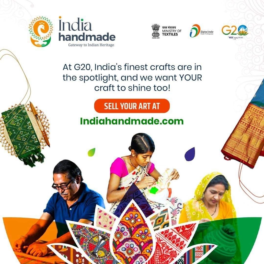 #Indian #handloom & #handicrafts are getting #recognition at #G20India. 

At #Indiahandmade, you can #showcase & #sell your #craft #Online to #people from all over India.
#vocalforlocal
#amritkaal
#DigitalTransformation
#DigitalMarketing
#HamaraAppNaMoApp
#ModiHaiToMumkinHai
🙏