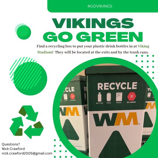 NHS__Nuthouse's tweet photo. Hey Vikings! There will be new recycling boxes at the stadium during Friday night football games. Please remember to keep our stadium nice and clean. Thank you and go Vikings!💚💛 https://t.co/1oZkULNsxw