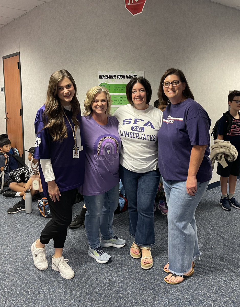 Friends representing the Jacks during College &amp; Career Week!🤍💜🤍💜
<a href="/greenexplorers/">Green Elementary</a>