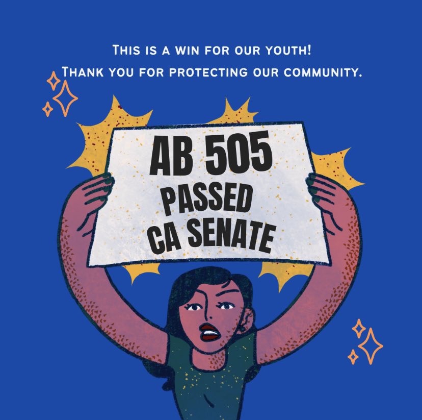 Thank you <a href="/SenAlexPadilla/">Senator Alex Padilla</a> for your vote to protect vulnerable youth under county care. We appreciate your support of #AB505