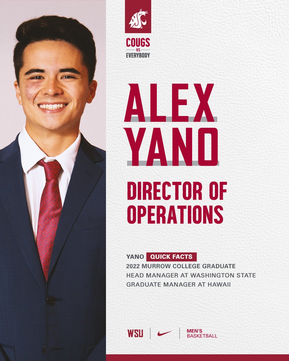 Excited to welcome <a href="/alexyano79/">Alex Yano</a>  back home to the Palouse!

Welcome to the staff, Alex!

#GoCougs // #WheatfieldUnderdogs