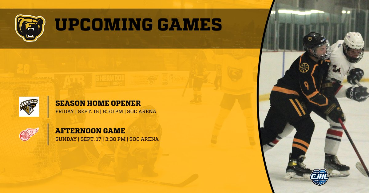 Strathcona Bruins (@strathconabruin) on Twitter photo Two games to mark on your calendar to take in.
Friday night 8:30 PM at SOC Arena against <a href="/sgregals/">Spruce Grove Regals</a>
Sunday afternoon 3:30 PM at SOC Arena against Edm Red Wings Two games to mark on your calendar to take in.
Friday night 8:30 PM at SOC Arena against <a href="/sgregals/">Spruce Grove Regals</a>
Sunday afternoon 3:30 PM at SOC Arena against Edm Red Wings