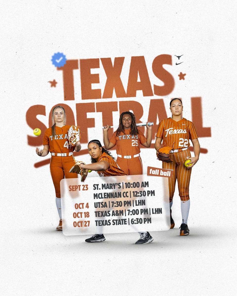 TexasSoftball's tweet photo. we talkin' 'bout fall ball, y'all 🤘

📰: https://t.co/cdfQNWhvgM

#HookEm