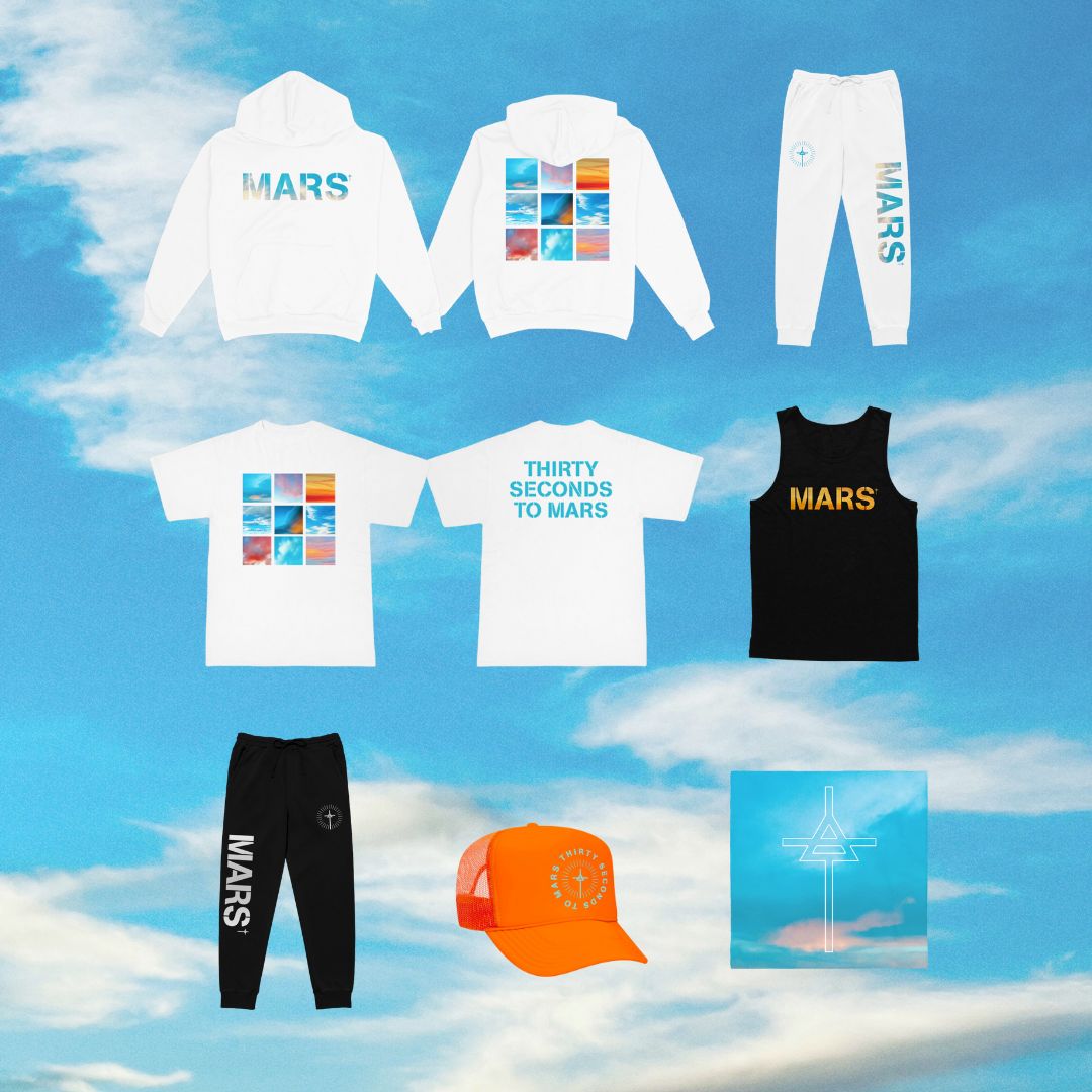 MARSStore's tweet image. New album drops in 2 DAYS but there's NEW MERCH to shop now! Get your size before the chaos begins: store.thirtysecondstomars.com/collections/ne…