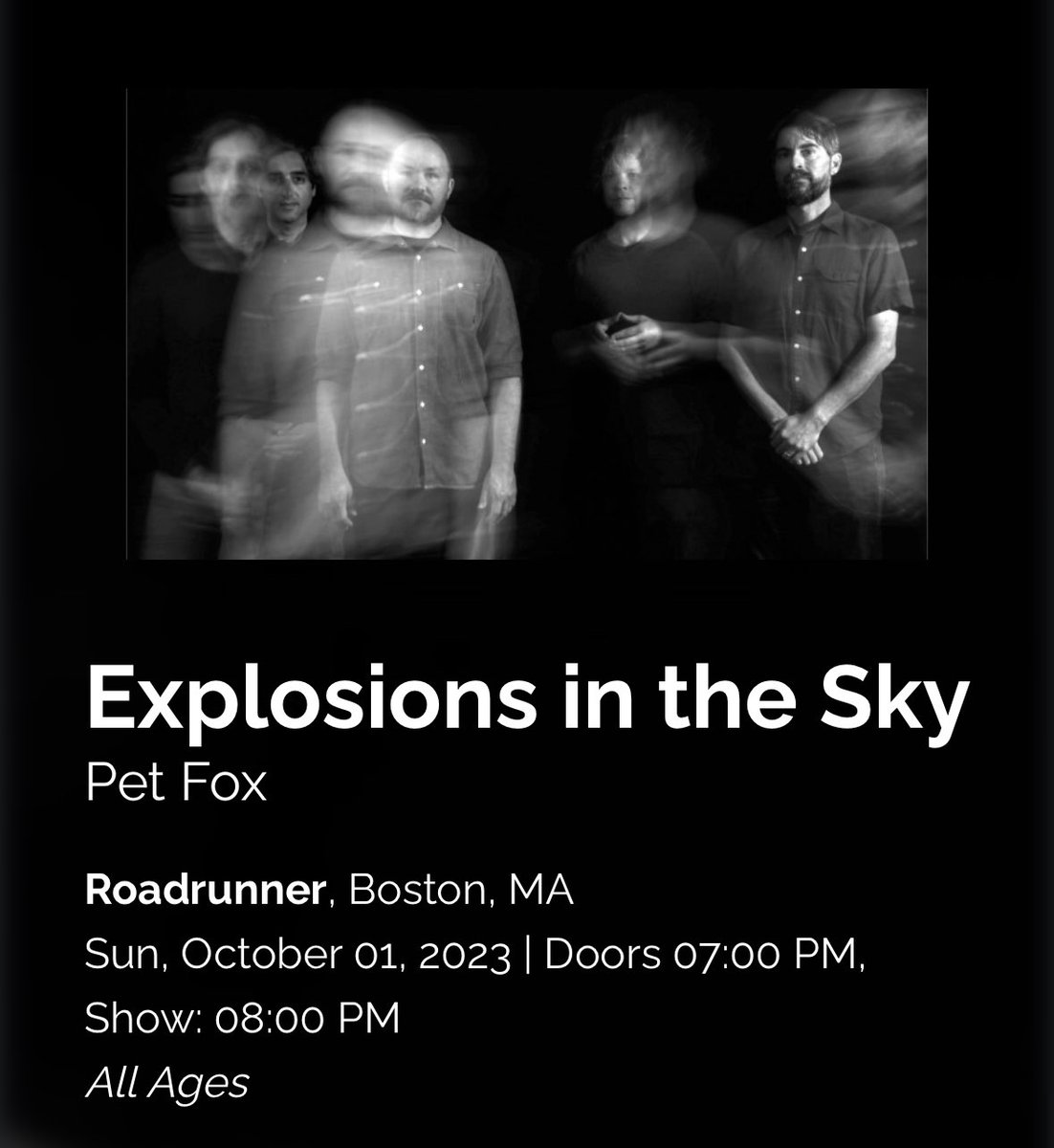 this is very surreal but we will be playing our biggest show to date on Sunday, October 1st supporting @EITS at @roadrunnerbos all thanks to @boweryboston for thinking of us! tickets available here: bowerypresents.com/shows/detail/4…