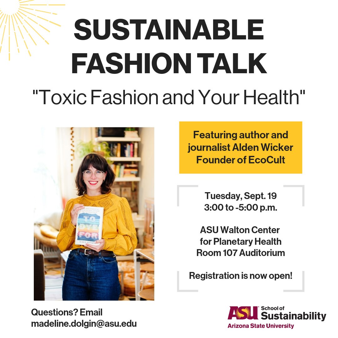 Join us on Sept. 19 for a chat with @AldenWicker, award-winning investigative journalist and the founder of @ecocultcom, as she shares some of the findings from her new book 'To Dye For: How Toxic Fashion is Making Us Sick and How We Can Fight Back.' na.eventscloud.com/ereg/newreg.ph…