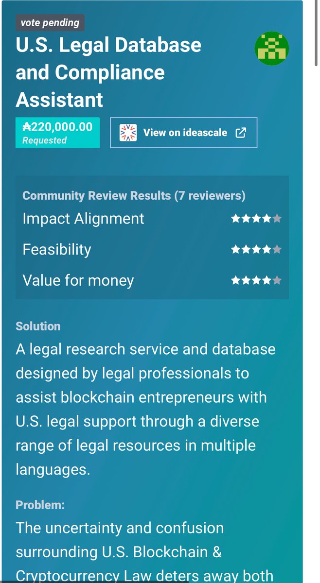 JorgeAlvarezJD's tweet photo. My end goal is to provide the Catalyst community with free legal research tools and to help Catalyst based startups navigate through the legal threats that they may face. Please support my proposal so we can make this service a reality.  #Cardano #ProjectCatalyst https://t.co/q8g03GBtH3